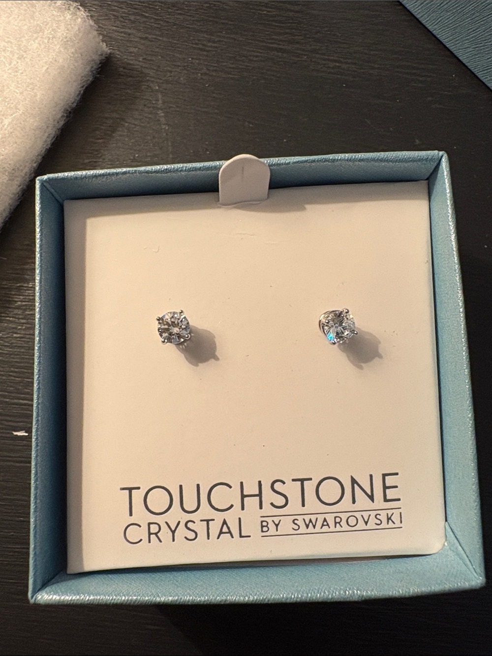 Clear Crystal Stud Earrings - Classic Silver